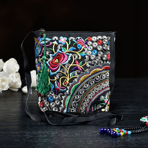 Ethnic Style Women'S Bag Embroidery Bag Embroidered Canvas Bag Coin Purse Small Bag Women'S Bag Clutch Bag Mini Cross-Body Bag