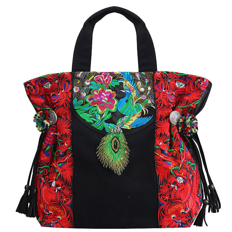 Original Ethnic Style Tibetan Style Retro Travel And Vacation College Literary Embroidery Bag One Shoulder Messenger Bag Canvas