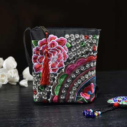 Ethnic Style Women'S Bag Embroidery Bag Embroidered Canvas Bag Coin Purse Small Bag Women'S Bag Clutch Bag Mini Cross-Body Bag
