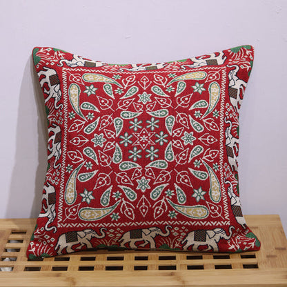 Double Side Embroidered Elephant Cotton Linen Pillowcase Sofa Back, Bedside Cushion Cover