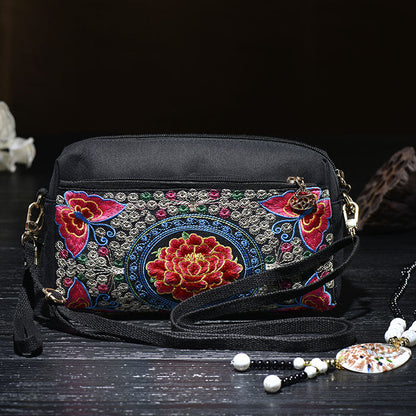 New Handheld Women'S Bag Ethnic Style Embroidery Bag Embroidery Canvas Bag Cross Shoulder Bag Handbag