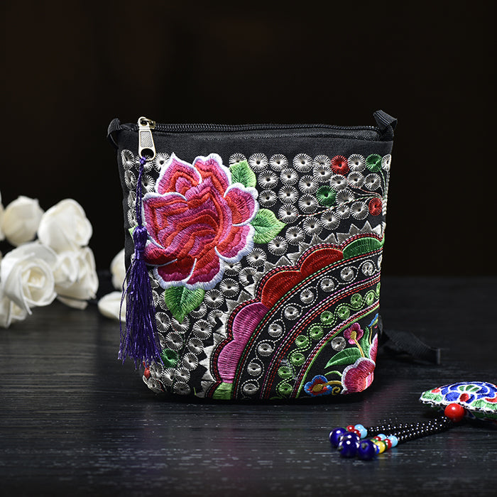 Ethnic Style Women'S Bag Embroidery Bag Embroidered Canvas Bag Coin Purse Small Bag Women'S Bag Clutch Bag Mini Cross-Body Bag