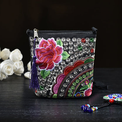 Ethnic Style Women'S Bag Embroidery Bag Embroidered Canvas Bag Coin Purse Small Bag Women'S Bag Clutch Bag Mini Cross-Body Bag