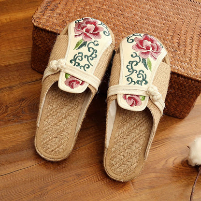 Women'S Old Cloth Shoes Women'S Slippers Linen Comfortable Soft Sole Home Slippers Non Slip Flat Shoes