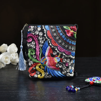 Ethnic Style Women'S Bag Embroidery Bag Embroidered Canvas Bag Coin Purse Small Bag Women'S Bag Clutch Bag Mini Cross-Body Bag
