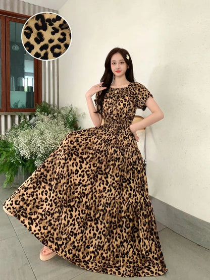Thhone Vestidos Robe Maxi Long Dress Women Summer Indian Clothes Bohemian Cotton Linen Floral Short Sleeve Korean Style Casual