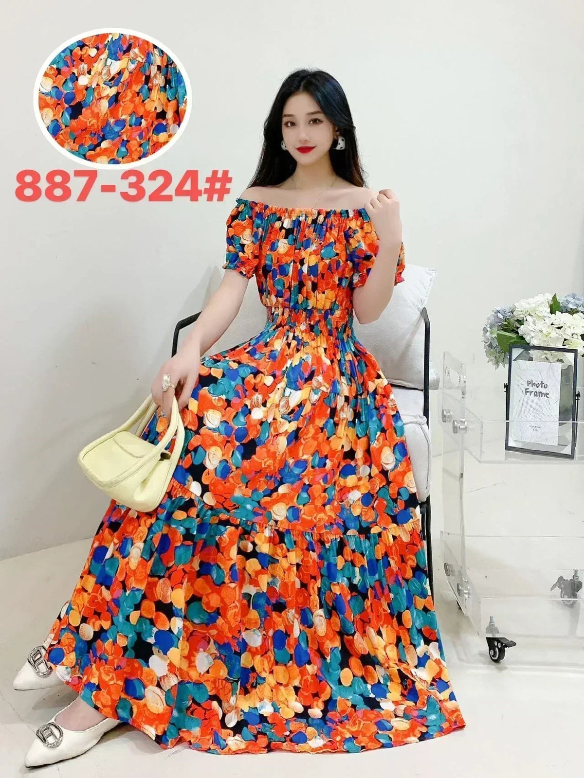Thhone Vestidos Robe Maxi Long Dress Women Summer Indian Clothes Bohemian Cotton Linen Floral Short Sleeve Korean Style Casual