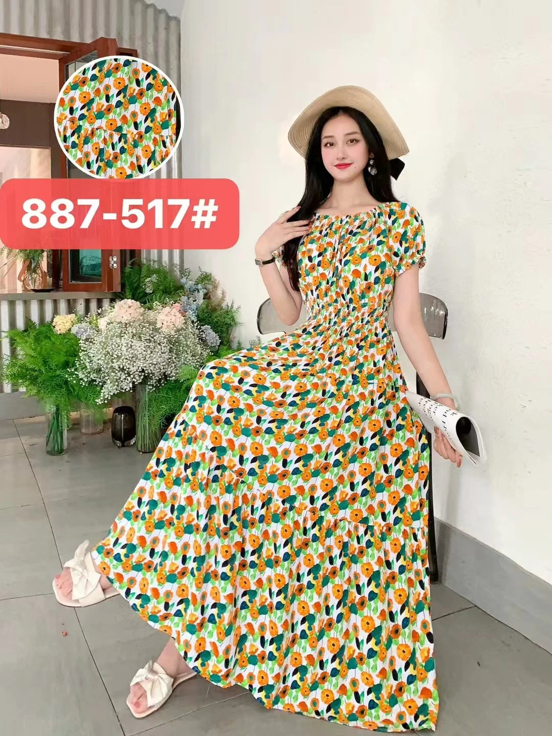 Thhone Vestidos Robe Maxi Long Dress Women Summer Indian Clothes Bohemian Cotton Linen Floral Short Sleeve Korean Style Casual