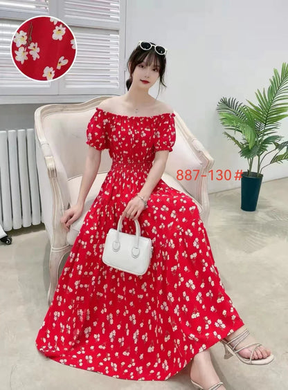 Thhone Vestidos Robe Maxi Long Dress Women Summer Indian Clothes Bohemian Cotton Linen Floral Short Sleeve Korean Style Casual