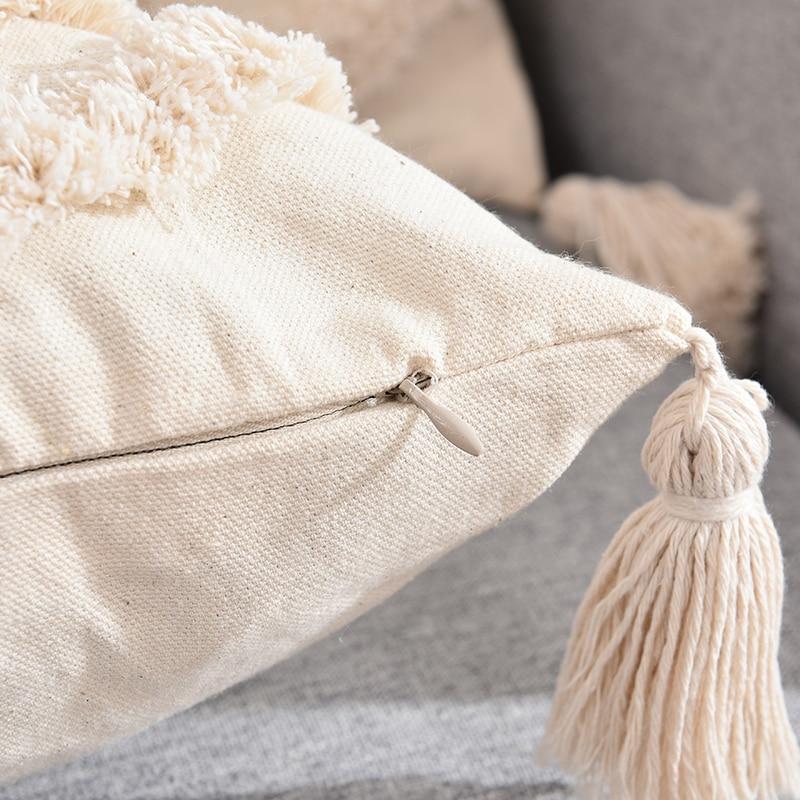 Tassels Decorative Cushion Cover 45X 45Cm/30X50Cm Beige Sofa Pillow Case Cover Handmade Home Decoration For Living Room Bed