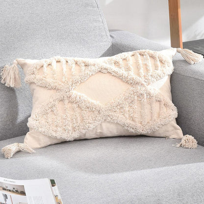 Tassels Decorative Cushion Cover 45X 45Cm/30X50Cm Beige Sofa Pillow Case Cover Handmade Home Decoration For Living Room Bed