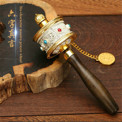 Tibetan Special Crafts Wholesale Hand-Cranked Prayer Wheel Buddhist Talisman Ornaments Pure Copper Prayer Wheel