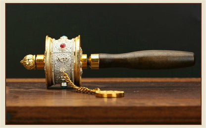 Tibetan Special Crafts Wholesale Hand-Cranked Prayer Wheel Buddhist Talisman Ornaments Pure Copper Prayer Wheel