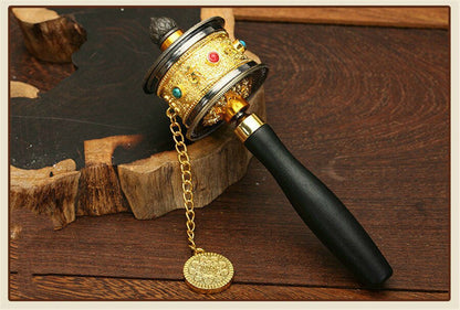 Tibetan Special Crafts Wholesale Hand-Cranked Prayer Wheel Buddhist Talisman Ornaments Pure Copper Prayer Wheel