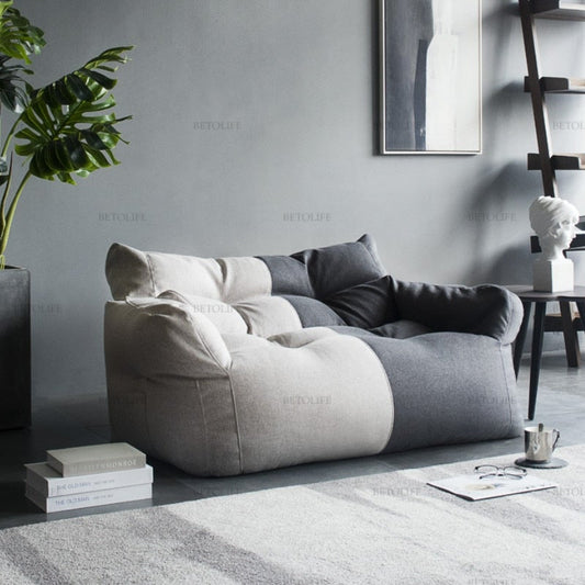 Two-Seat Sofa Cover Giant Bean Bag Sofa Chair Cover No Filler Cotton Linen Lazy Sofa Couch Recliner Floor Seat Tatami