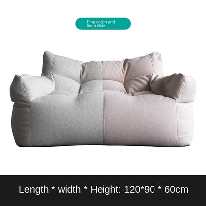 Two-Seat Sofa Cover Giant Bean Bag Sofa Chair Cover No Filler Cotton Linen Lazy Sofa Couch Recliner Floor Seat Tatami