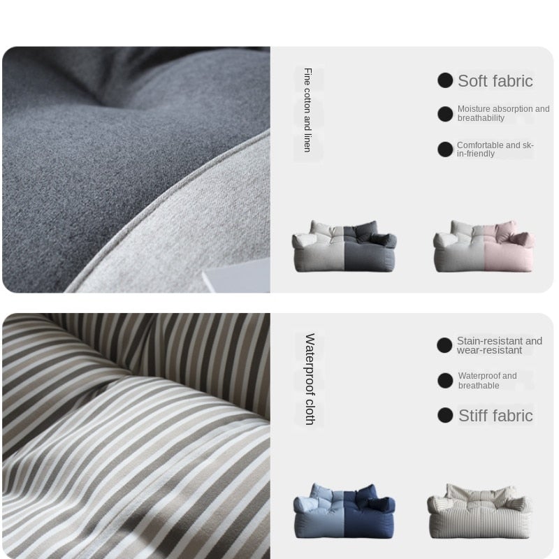 Two-Seat Sofa Cover Giant Bean Bag Sofa Chair Cover No Filler Cotton Linen Lazy Sofa Couch Recliner Floor Seat Tatami