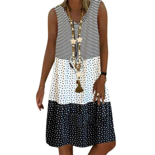 Women Summer Casual Printed Sleeveless Floarl Dress