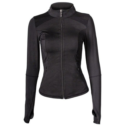 Women Sportswear Yoga Jacket Long Sleeve Quick-Drying Fashion Mesh Stitching Fitness Clothes