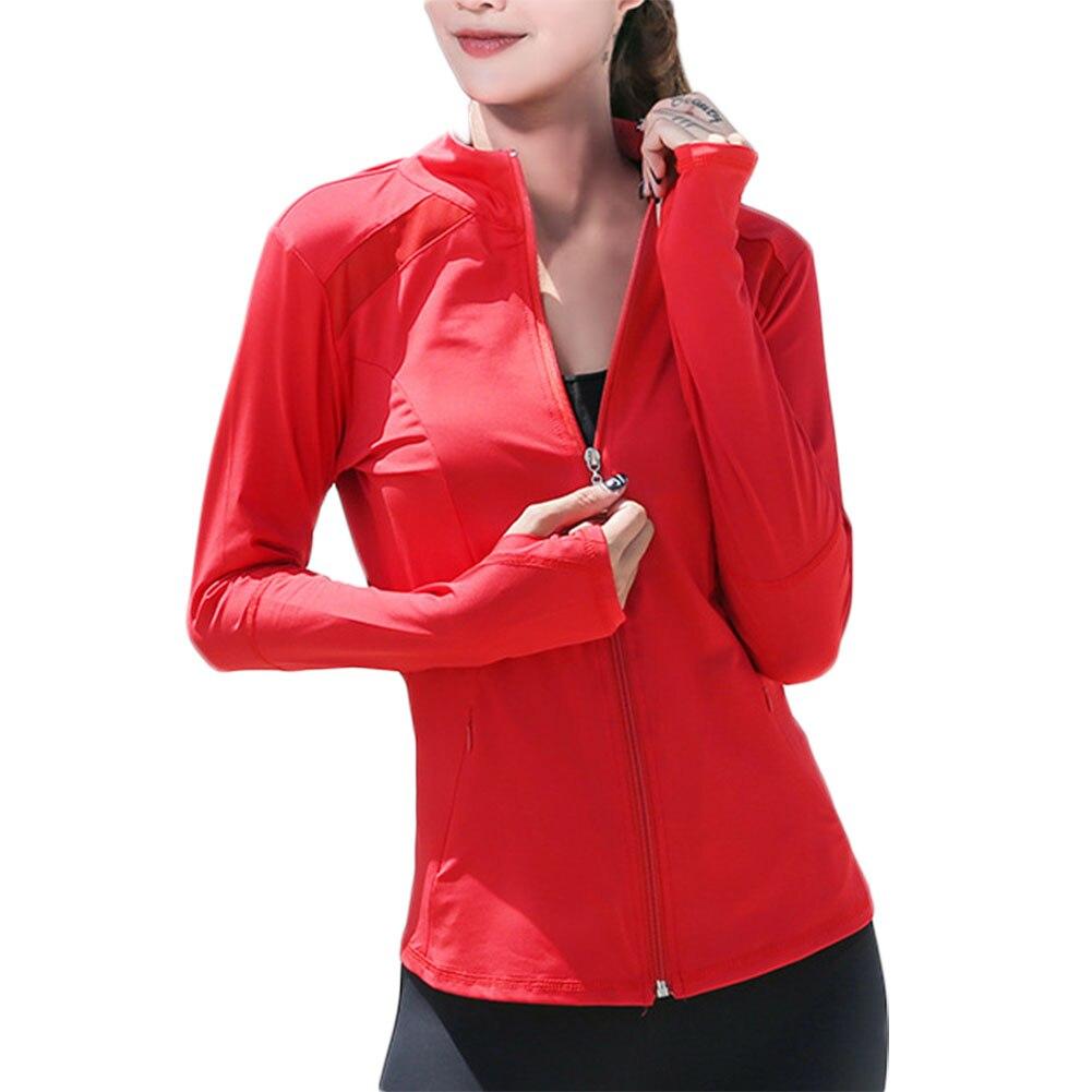 Women Sportswear Yoga Jacket Long Sleeve Quick-Drying Fashion Mesh Stitching Fitness Clothes