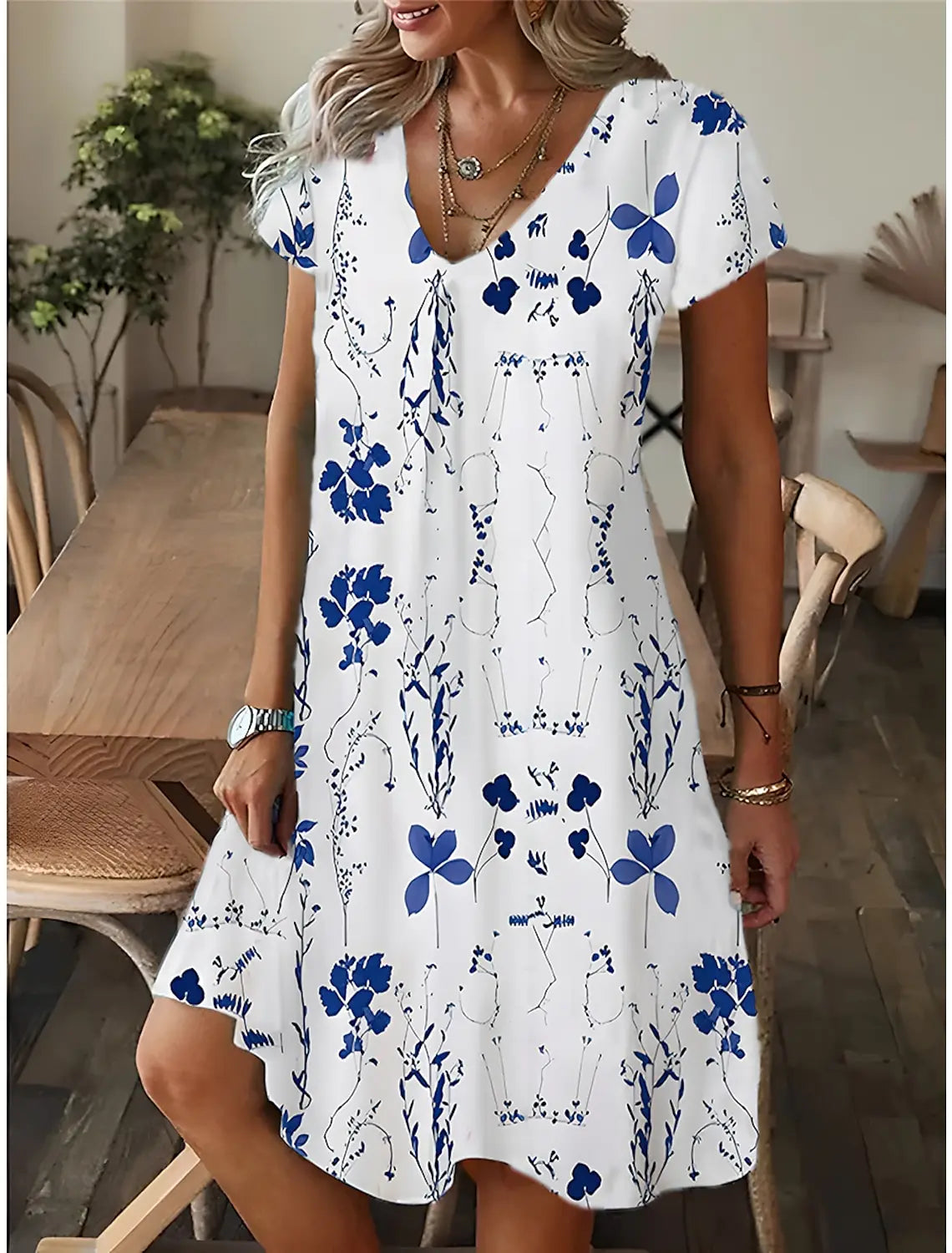 Women'S Casual Loose Fitting Short Sleeved Dress