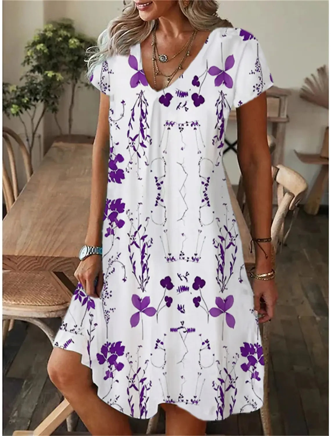 Women'S Casual Loose Fitting Short Sleeved Dress