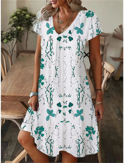 Women'S Casual Loose Fitting Short Sleeved Dress