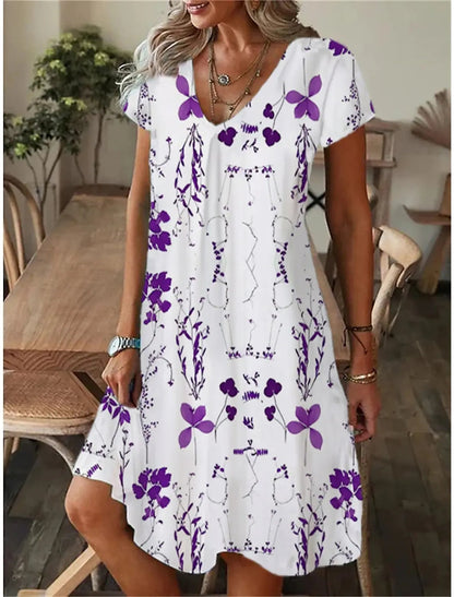 Women'S Casual Loose Fitting Short Sleeved Dress