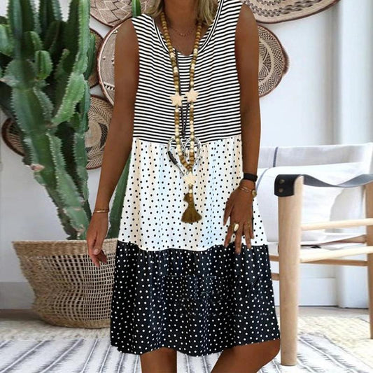 Women'S Dresses Sleeveless V-Neck Boho Print Midi Dress