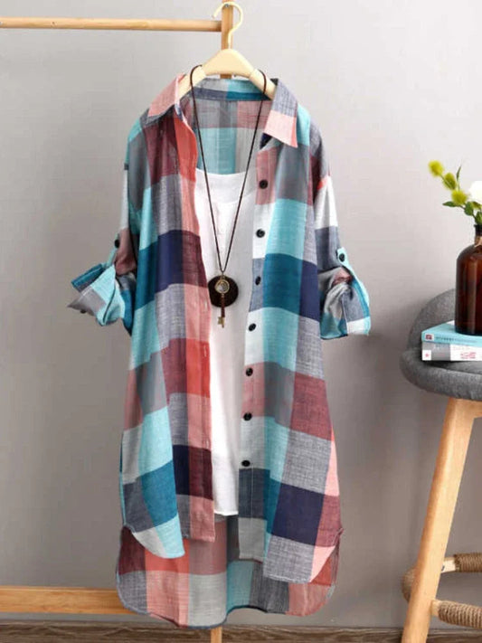 Women'S Plaid Cotton Shirt Chic Women Blouse Elegant And Youth Women'S Blouses New In External Clothes Korean Style