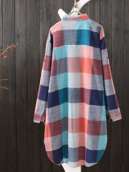 Women'S Plaid Cotton Shirt Chic Women Blouse Elegant And Youth Women'S Blouses New In External Clothes Korean Style