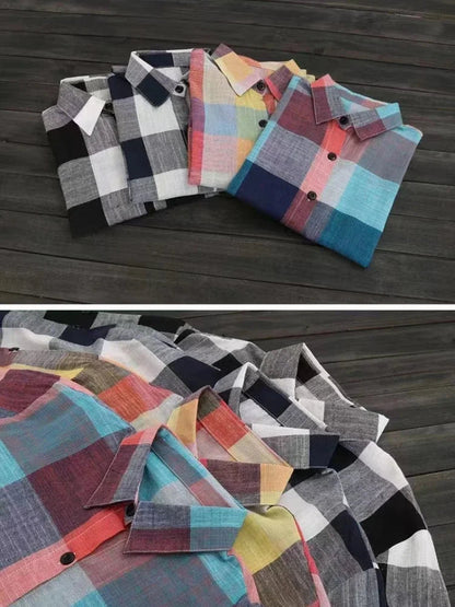 Women'S Plaid Cotton Shirt Chic Women Blouse Elegant And Youth Women'S Blouses New In External Clothes Korean Style
