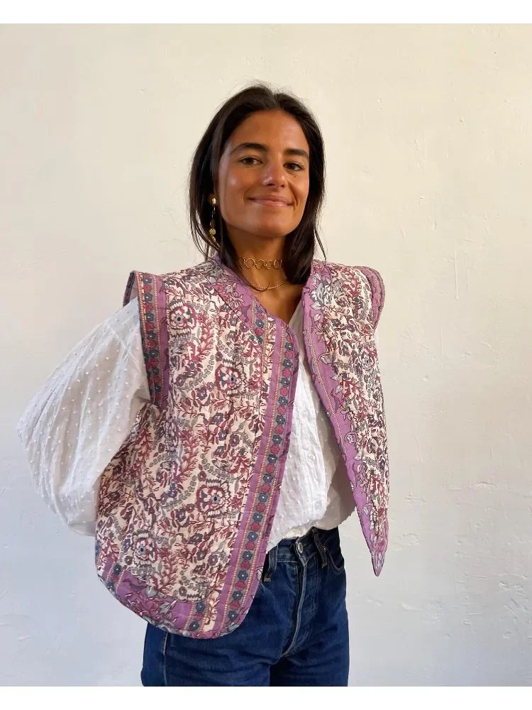 Women'S Printed Cotton Vest Girl'S Cute And Comfortable Jacket Clothing Female'S Casual Vest Lace Jacket For Girls