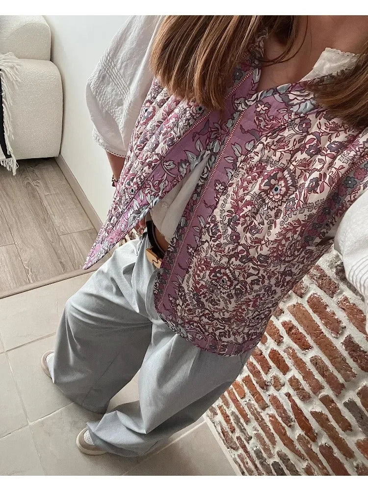 Women'S Printed Cotton Vest Girl'S Cute And Comfortable Jacket Clothing Female'S Casual Vest Lace Jacket For Girls