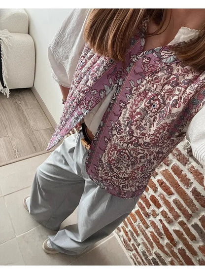 Women'S Printed Cotton Vest Girl'S Cute And Comfortable Jacket Clothing Female'S Casual Vest Lace Jacket For Girls