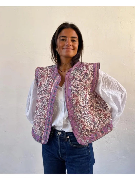 Women'S Printed Cotton Vest Girl'S Cute And Comfortable Jacket Clothing Female'S Casual Vest Lace Jacket For Girls