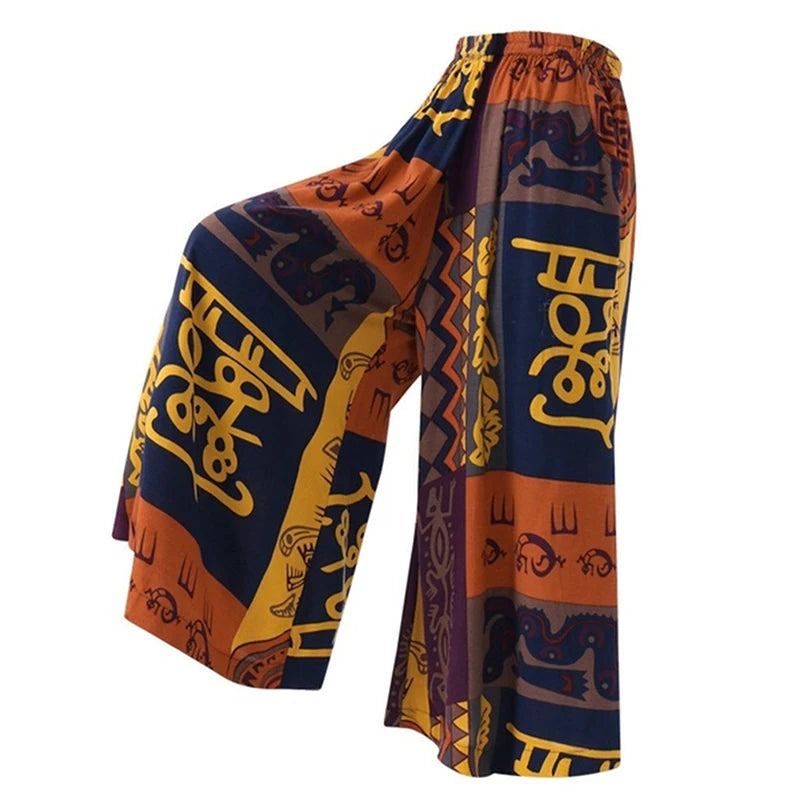 Women'S Wide Leg Boho Harem Pants Gypsy Hippie Indian Thailand Bohemian Palazzo Pants Smocked Waist Aladdin Trousers Shirt