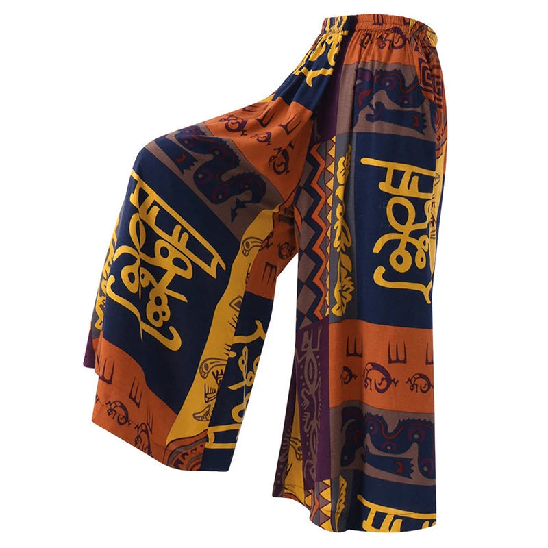 Women'S Wide Leg Boho Harem Pants Gypsy Hippie Indian Thailand Bohemian Palazzo Pants Smocked Waist Aladdin Trousers Shirt