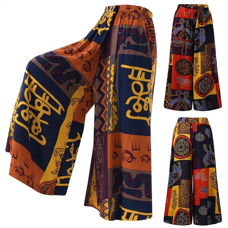 Women'S Wide Leg Boho Harem Pants Gypsy Hippie Indian Thailand Bohemian Palazzo Pants Smocked Waist Aladdin Trousers Shirt