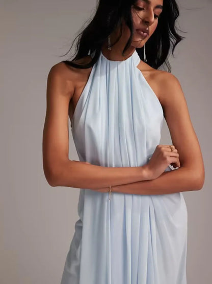 Isla Sleeveless Pleated Tulle Maxi Dress