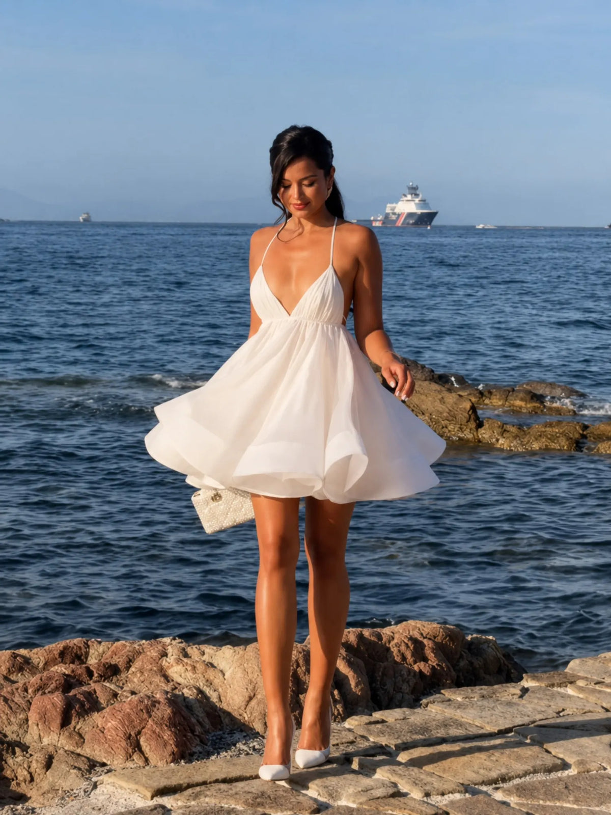 Selene Halter Chiffon Mini Dress