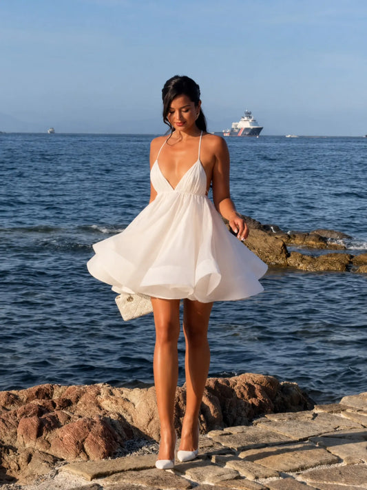 Selene Halter Chiffon Mini Dress
