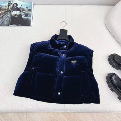Prada Jacket Navy Blue Velvet Down