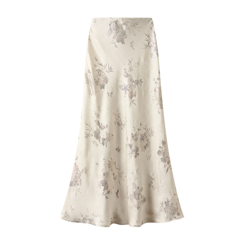 Printed High Waist Long Mermaid Skirt