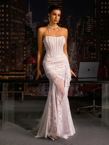 Ariadne Strapless Lace Corset Dress Set