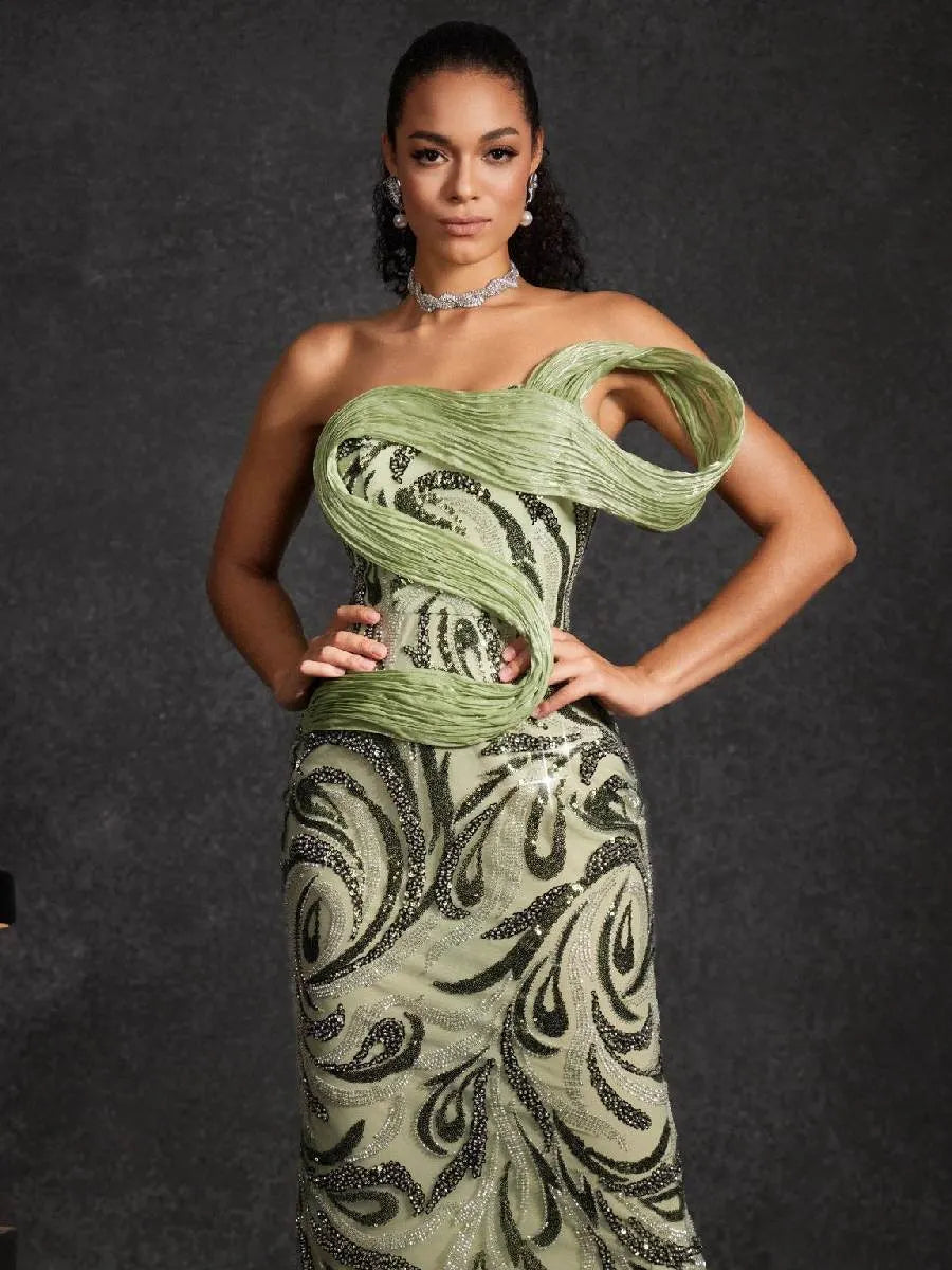 Sabrina Strapless Rhinestone Maxi Dress