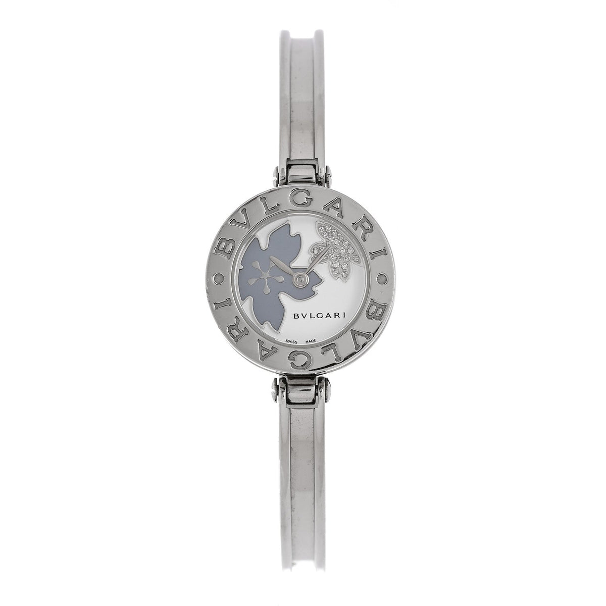 Stainless Steel Diamond Blue Mother of Pearl 22mm B.Zero1 Floral Quartz Watch