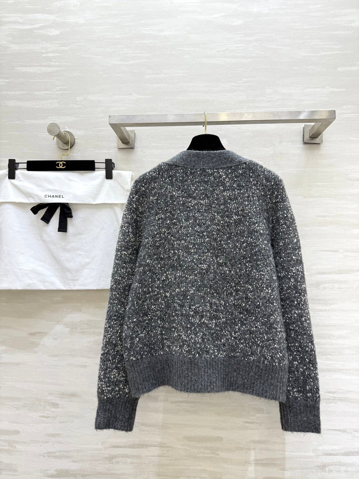 CC Cardigan Grey Wool Tweed 343312
