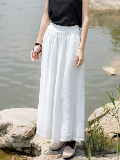 Simple Wide Legs Loose Elasticity Solid Color Casual Pants Bottoms