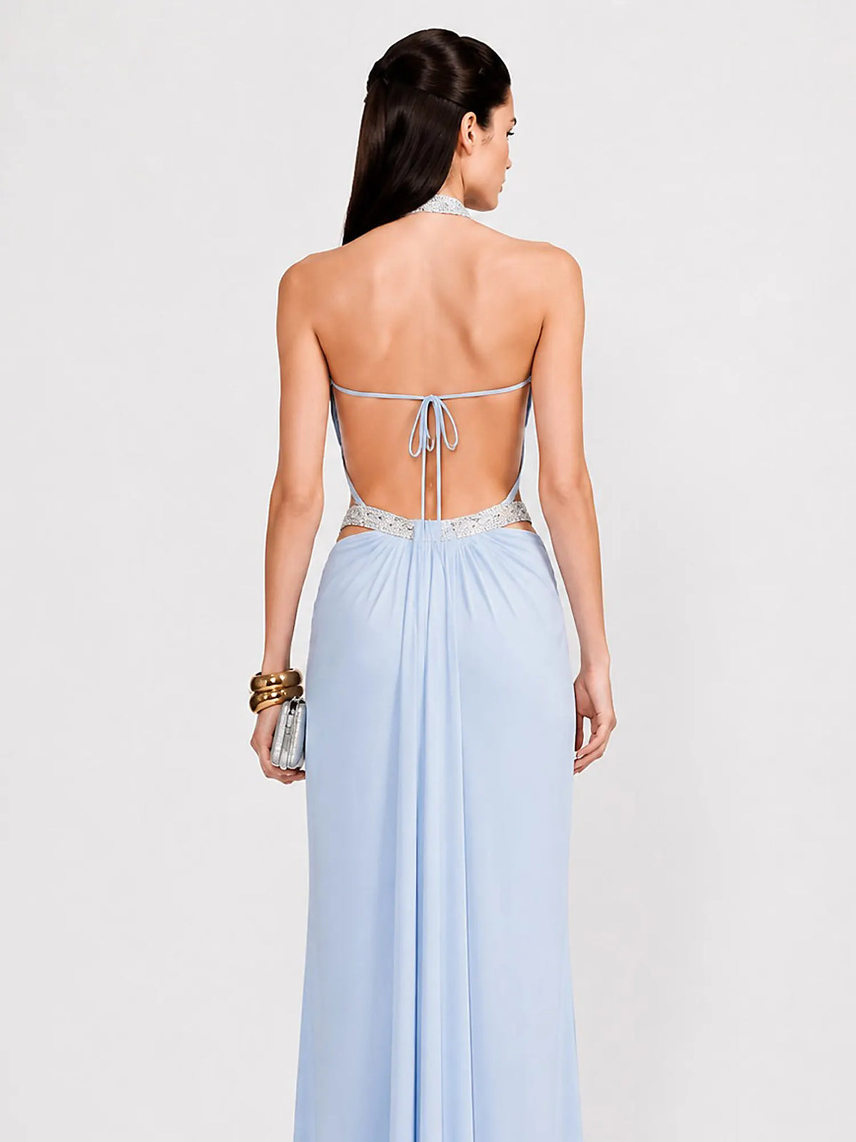 Anika Sheer Mesh Rhinestone Maxi Dress